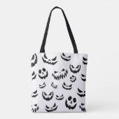 Tote Bag Jack-o'-lantern face Citrouille noir et blanc (Dos)