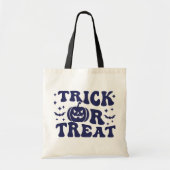 Tote Bag Jack-O' Lantern Stars chauves-souris Bleu Trick ou (Devant)