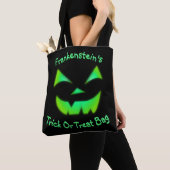 Tote Bag Jack-O-Lanterne vert brillant personnalisable (De près)