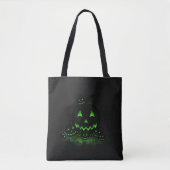 Tote Bag Jack O Lanternes d'Halloween noir et vert (Devant)