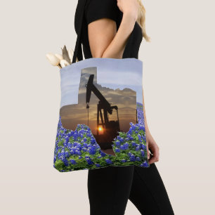 Tote Bag Jack Pompe À Huile Texas Dans Bluebonnets