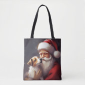 Tote Bag Jack Russell Avec Noël Festif Du Père Noël (Devant)