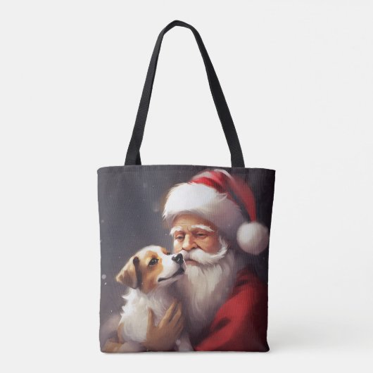 Tote Bag Jack Russell Avec Noël Festif Du Père Noël (Dos)