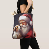 Tote Bag Jack Russell Avec Noël Festif Du Père Noël (De près)