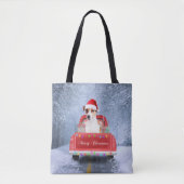 Tote Bag Jack Russell Chien en Neige assis à Noël (Devant)