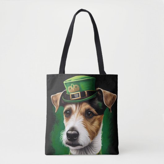 Tote Bag Jack Russell Chien en robe de fête St. Patrick (Devant)