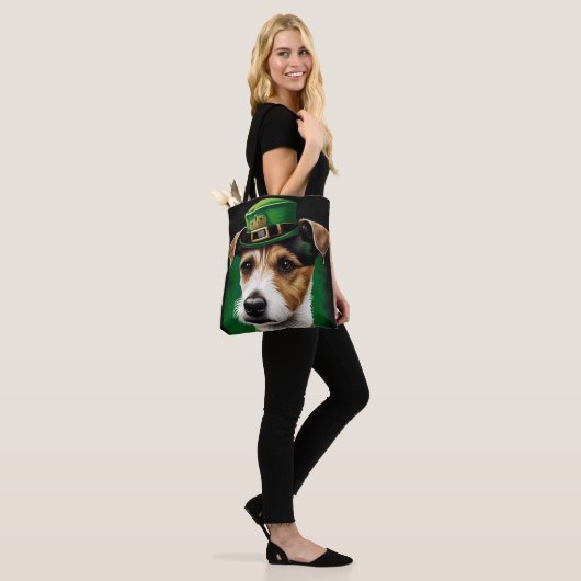 Tote Bag Jack Russell Chien en robe de fête St. Patrick (Sur le modèle)