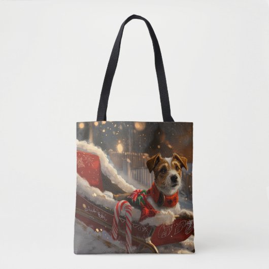 Tote Bag Jack Russell Chien Festive de Noël (Devant)