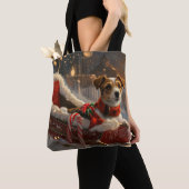 Tote Bag Jack Russell Chien Festive de Noël (De près)