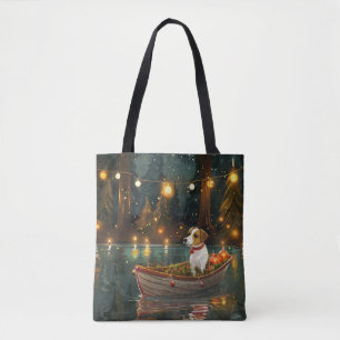 Tote Bag Jack Russell Christmas Festive Voyage