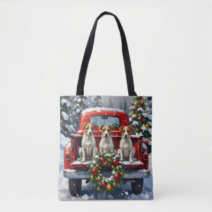 Tote Bag Jack Russell Terrier Noël Camion Rouge Fêtes