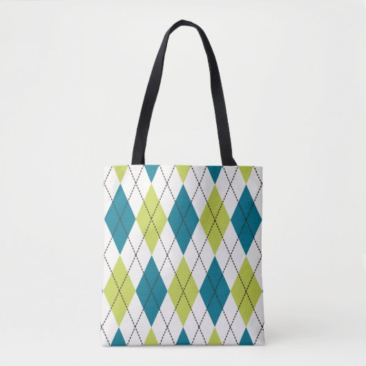 Tote Bag Jacquard bleu et vert (Devant)