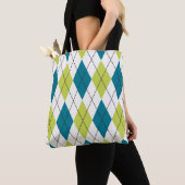 Tote Bag Jacquard bleu et vert (De près)
