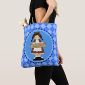 Tote Bag Jacquard bleu, règle des enseignants (De près)