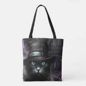 Tote Bag Jacquard Casquette de chat noir Encre d'alcool (Dos)
