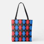 Tote Bag Jacquard noir rouge Diamant Motif Design (Dos)