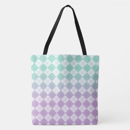 Tote Bag Jacquards à dégradé - violet clair et vert (Devant)