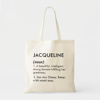 Tote Bag Jacqueline nom, Nom modifiable, Nom personnalisé