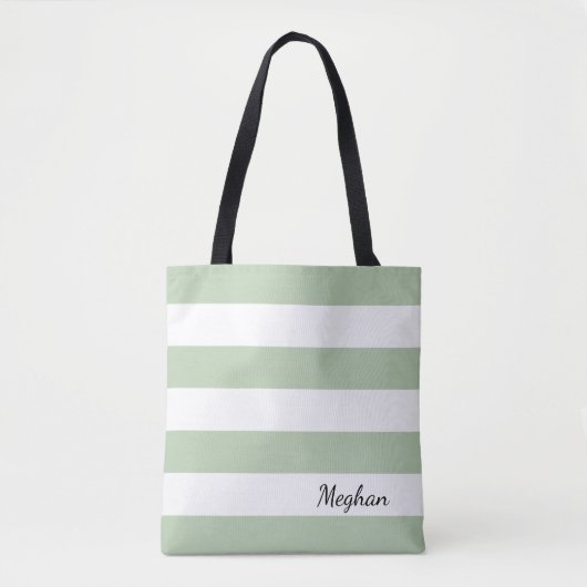 Tote Bag Jade Grayed personnalisé et Fourre-tout rayé blanc (Devant)
