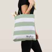 Tote Bag Jade Grayed personnalisé et Fourre-tout rayé blanc (De près)