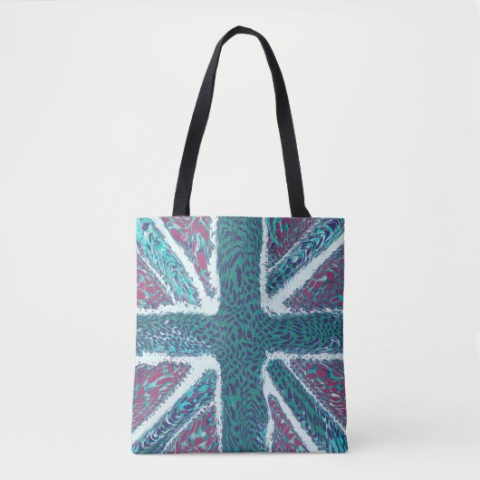Tote Bag Jade Purple Union Jack Liquid Art, Animal sauvage (Devant)