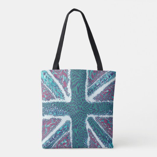 Tote Bag Jade Purple Union Jack Liquid Art, Animal sauvage (Dos)