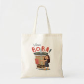 Tote Bag J'adore boba ! mignonne fille serrant dans ses bra (Devant)