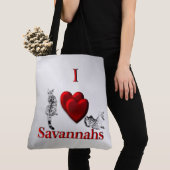 Tote Bag J'adore chat Savannah argent (De près)