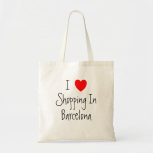 Tote Bag J'adore faire du shopping à Barcelone