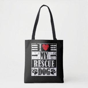 Tote Bag J'adore mon chien de sauvetage Cadeau drôle de com