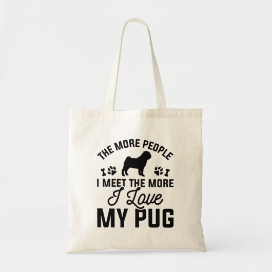 Tote Bag J'adore mon pug (Devant)