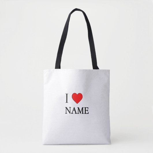 Tote Bag J'adore Nom (personnalisable) (Devant)