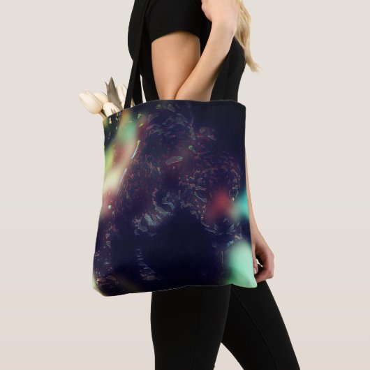 Tote Bag Jaguar avec effet foncé et torches de couleurs dou (De près)