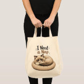 Tote Bag J'ai besoin d'une sieste • Chat confortable (Devant (produit))
