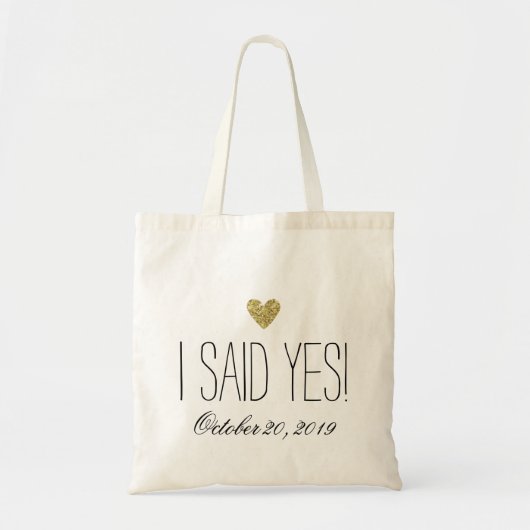 Tote Bag J'ai dit oui ! Coeur de parties scintillantes (Devant)