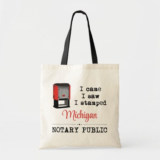 Tote Bag J'Ai Vu Stampé Notaire Public Michigan (Devant)