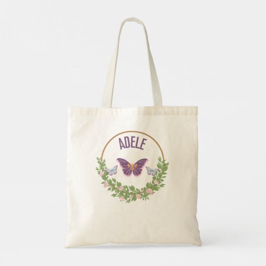 Tote Bag j'aime Adele - Papillon pour nom Adele (Dos)