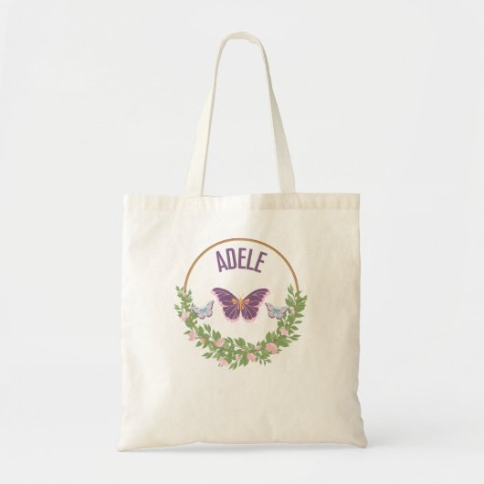 Tote Bag j'aime Adele - Papillon pour nom Adele (Devant)