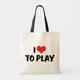Tote Bag J'aime cœur à jouer - Sports Basketball Football
