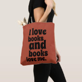 Tote Bag J'aime des livres Fourre-tout (l'orange d'automne) (De près)
