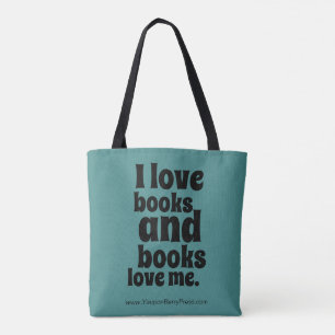 Tote Bag J'aime des livres Fourre-tout (sarcelle d'hiver et