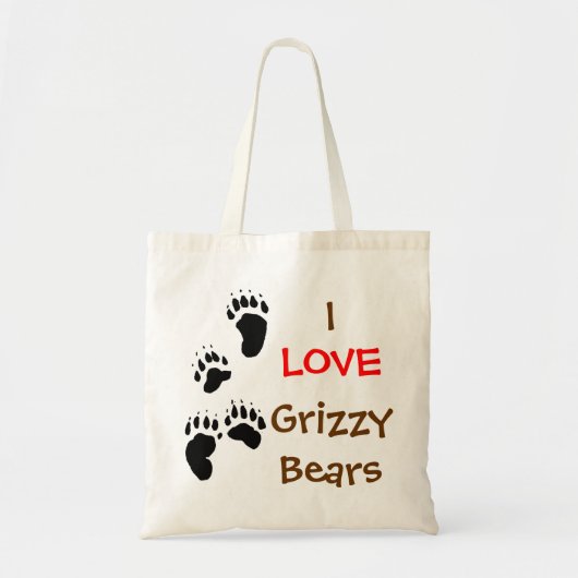 Tote Bag j'aime des ours gris (Devant)