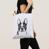 Tote Bag J'aime des terriers de Boston (De près)