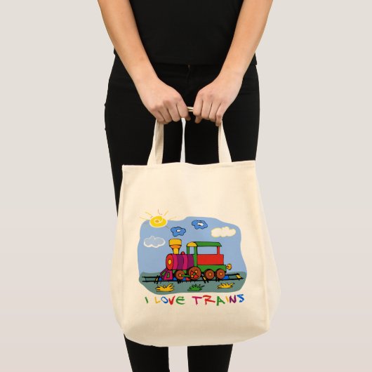 Tote Bag J'aime des trains (Devant (produit))