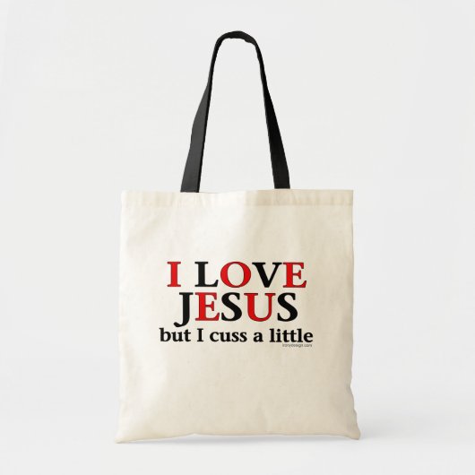 Tote Bag J'aime Jésus [mais j'ai un petit coussin] Dire (Devant)