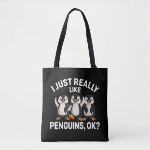 Tote Bag J'aime Juste Vraiment Les Manchots OK Drôle Amateu