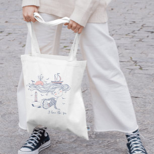 Tote Bag J'aime la mer Whimsical Nautical