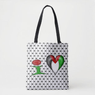 Tote Bag J'aime la Palestine avec le foulard de Keffiyeh