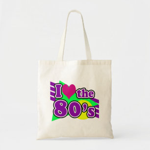 Tote Bag J'aime la partie au néon géométrique d'années '80