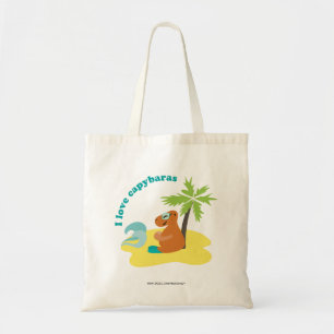 Tote Bag J'aime l'art de plage tropical des capybaras